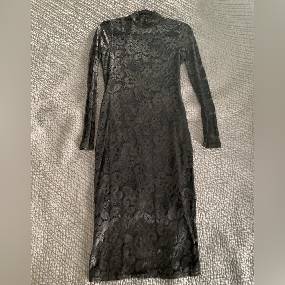 Black lace midi dress